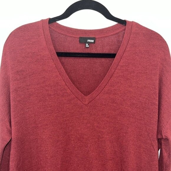 Aritzia Wilfred Free v-neck Oversized Burhundy Red jersey tee size XS - Picture 3 of 10